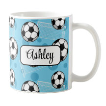 Mug de futebol azul personalizado