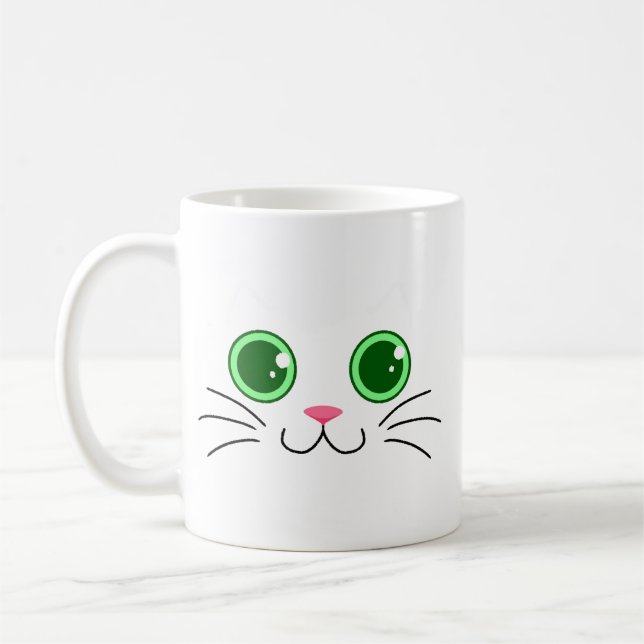 Caneca De Café Mug de Gato Branco Grande (Esquerda)