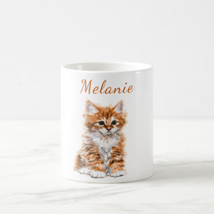 Caneca De Café Mug de Gato de Corte com Nome Personalizado