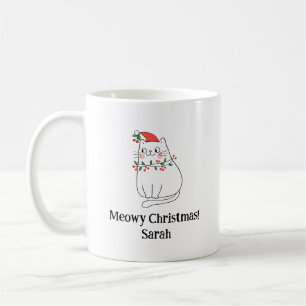 Caneca De Café Mug De Gato De Natal Meowy - Presente De Feriado D