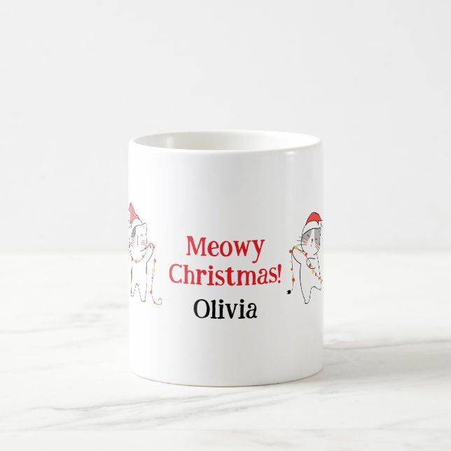 Caneca De Café Mug De Gato De Natal Meowy - Presente De Feriado D (Centro)