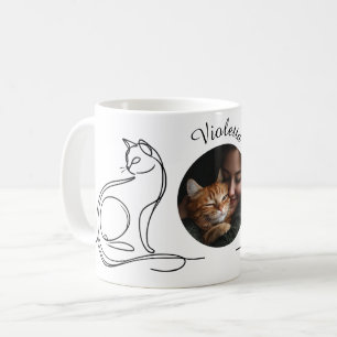 Caneca De Café Mug De Gato Personalizado - Arte De Linha Única Mi