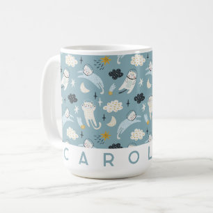 Caneca De Café Mug de Gatos Espaciais Personalizados   Nome Perso