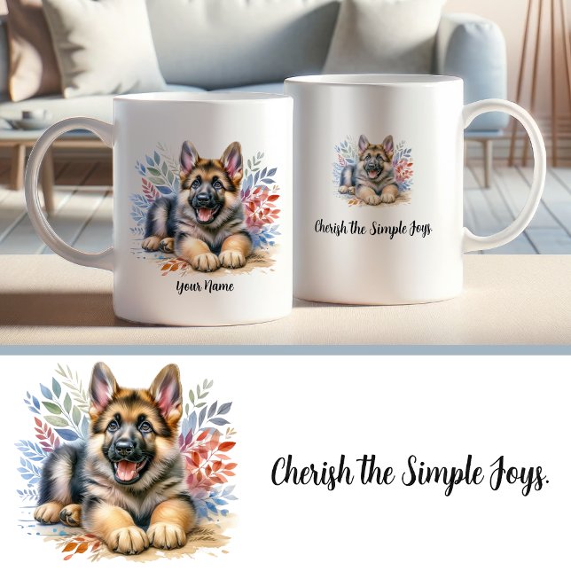 Caneca De Café Mug de German shepherd Personalizado com Cotação (Criador carregado)