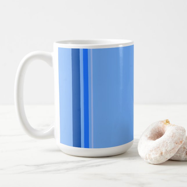 Caneca De Café Mug de Linhas Azuis (Com Donut)