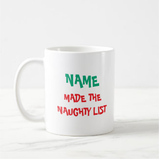 Caneca De Café Mug de Lista Maliciosa de Natal Personalizado