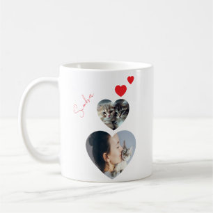 Caneca De Café Mug de Lover de Gato do Coração de Foto e Nome Per