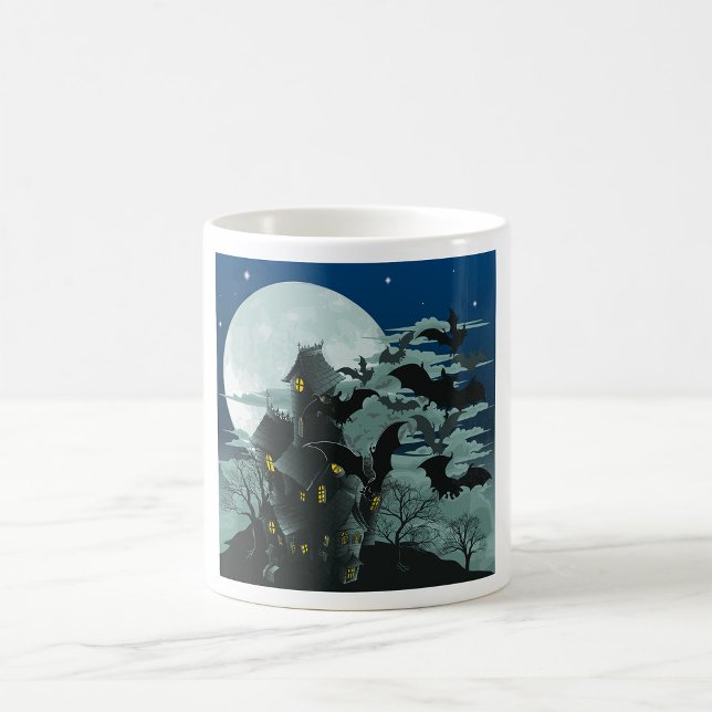 Caneca De Café Mug de Lua Cheia de Casa Assombrada (Criador carregado)