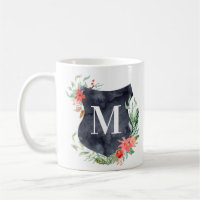 mug de monograma floral de inverno