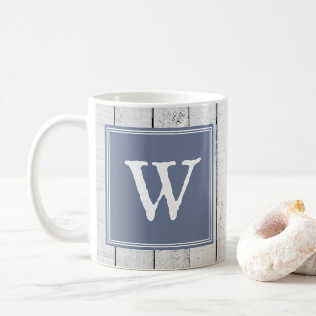 Caneca De Café Mug de Monograma Russo Azul (Com Donut)