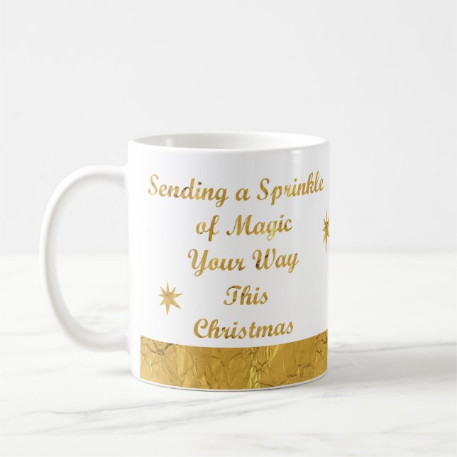Caneca De Café Mug de Natal Dourado e Branco moderno (Esquerda)