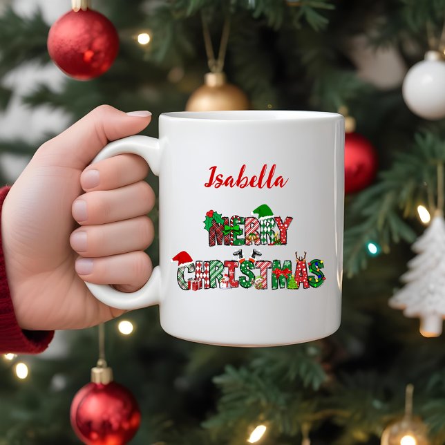 Caneca De Café Mug de Natal Merry Personalizável (Criador carregado)