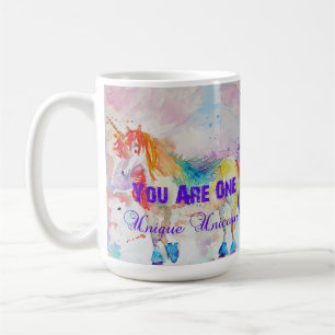 Caneca De Café Mug de Nome de Aquarela do Unicórnio Roxo