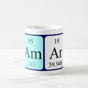 Caneca De Café Mug de nome de mesa periódica Amar