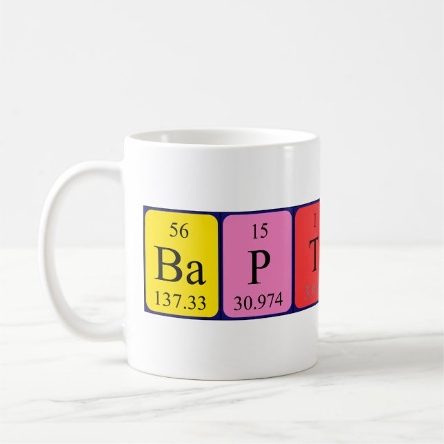 Caneca De Café Mug de nome de mesa periódica Baptiste (Esquerda)
