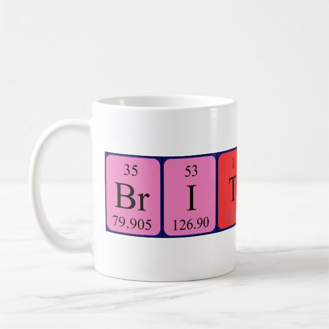Caneca De Café Mug de nome de mesa periódica Brittaney (Esquerda)