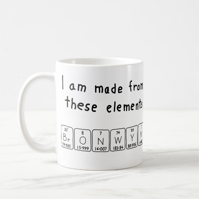 Caneca De Café Mug de nome de mesa periódica Bronwyn (Esquerda)