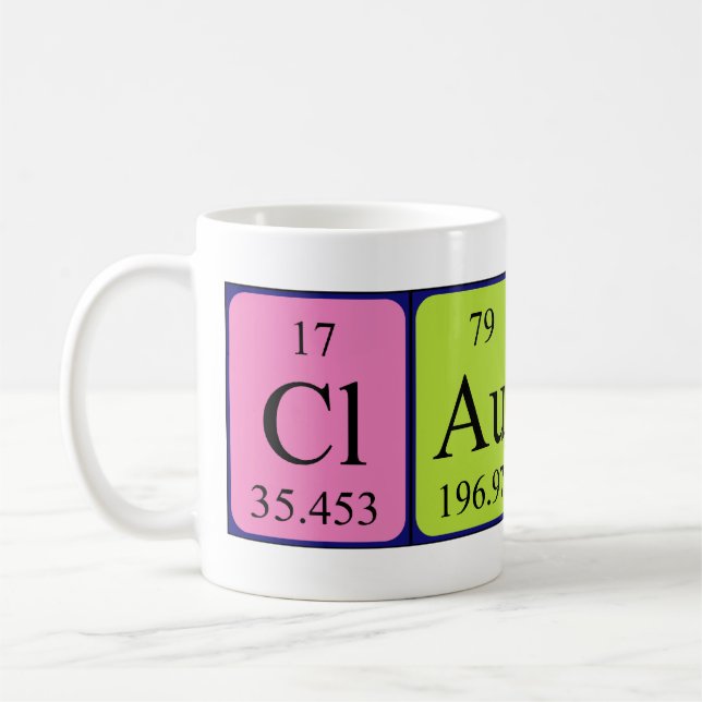 Caneca De Café Mug de nome de mesa periódica Claudi (Esquerda)