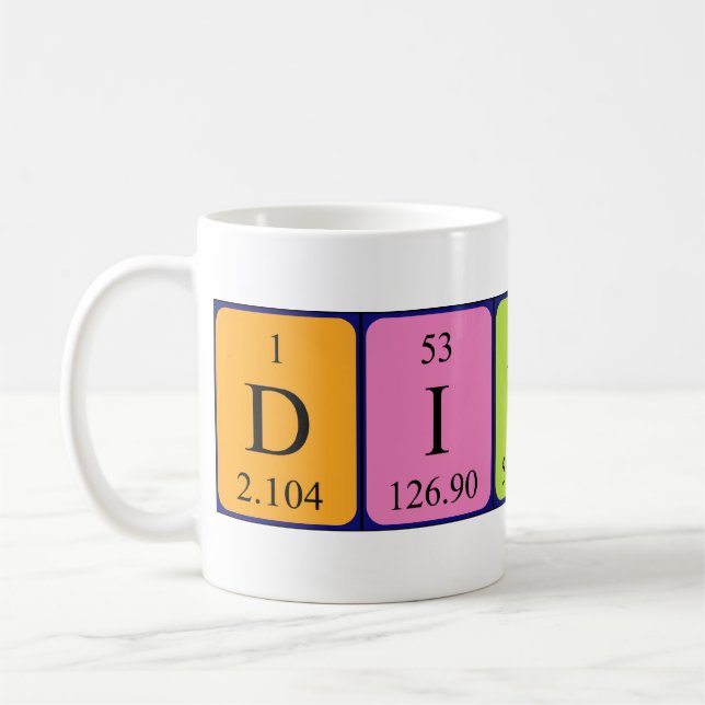 Caneca De Café Mug de nome de mesa periódica da Divina (Esquerda)
