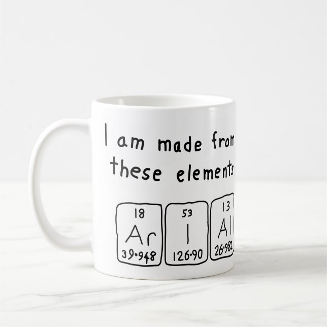 Caneca De Café Mug de nome de mesa periódica de Arial (Esquerda)