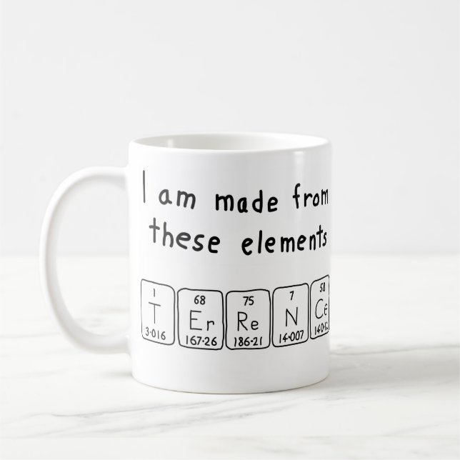 Caneca De Café Mug de nome de mesa periódica de Terrence (Esquerda)