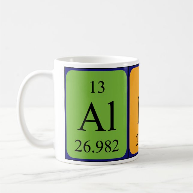 Caneca De Café Mug de nome de mesa periódica do Aldo (Esquerda)