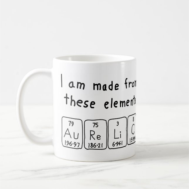 Caneca De Café Mug de nome de mesa periódica do Aurelio (Esquerda)