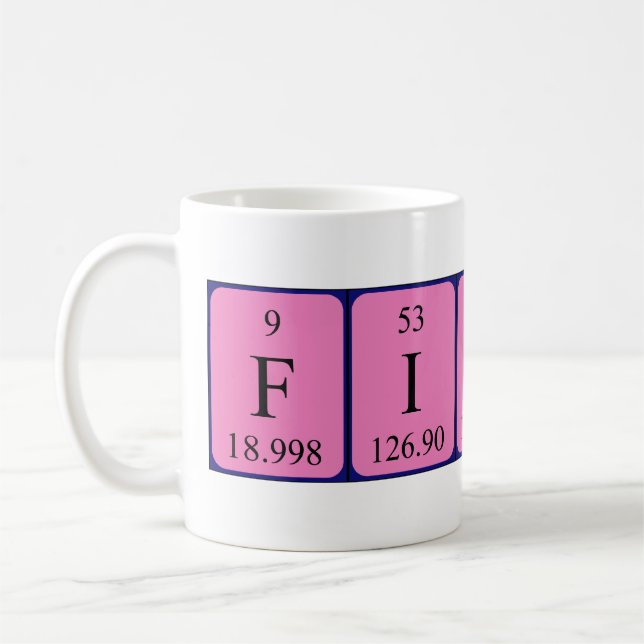 Caneca De Café Mug de nome de mesa periódica do Fionn (Esquerda)