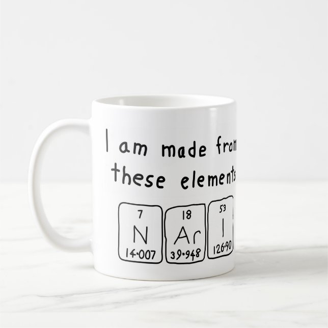 Caneca De Café Mug de nome de mesa periódica do Nari (Esquerda)