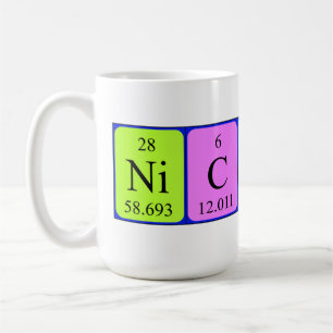 Caneca De Café Mug de nome de mesa periódica do Nicholas