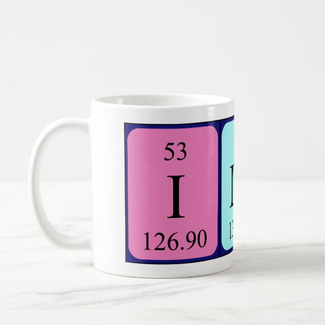 Caneca De Café Mug de nome de mesa periódica Ilan (Esquerda)