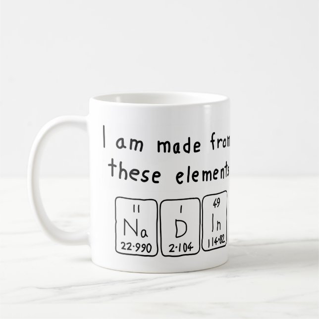 Caneca De Café Mug de nome de mesa periódica Nadin (Esquerda)