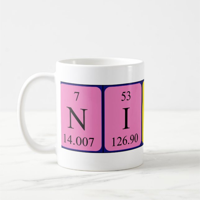 Caneca De Café Mug de nome de mesa periódica Nikko (Esquerda)