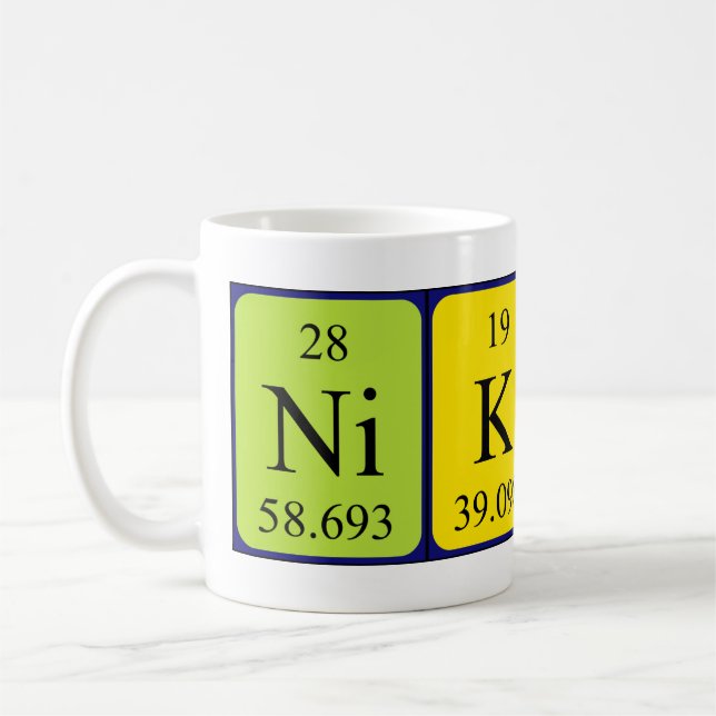 Caneca De Café Mug de nome de mesa periódica Nikko (Esquerda)