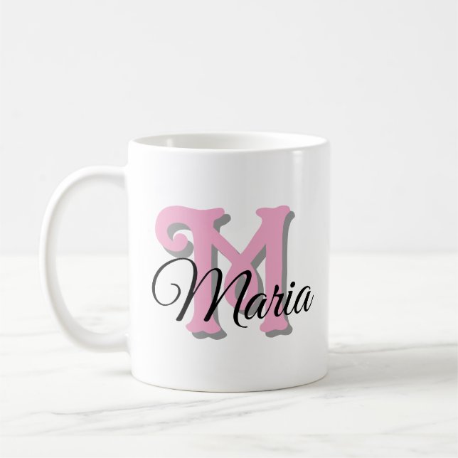 Caneca De Café Mug de Nome do Monograma Personalizado (Esquerda)