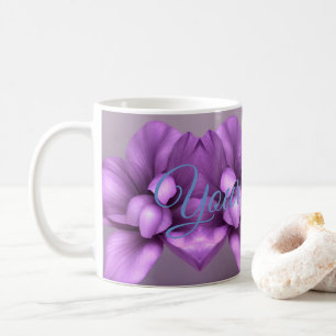Caneca De Café Mug De Nome Floral Roxo - Taça De Flor Personalizá