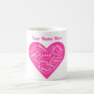 Caneca De Café Mug de nome personalizado com texto de amor multil