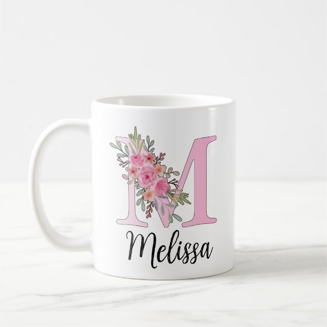 Caneca De Café Mug de nome personalizado - Design inicial elegant (Esquerda)