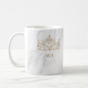 Caneca De Café Mug de Nome Personalizado do Marble Branco
