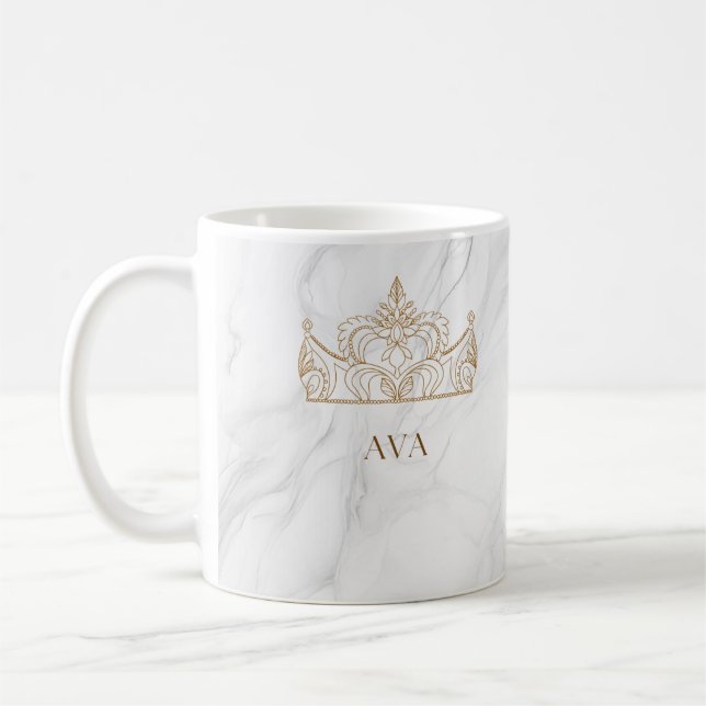 Caneca De Café Mug de Nome Personalizado do Marble Branco (Esquerda)