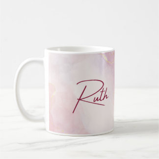 Caneca De Café Mug de Nome Personalizado do Marble Rosa