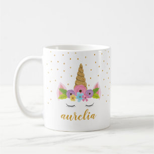 Caneca De Café Mug de Nome Personalizado do Unicórn Cudo   Cor Pe