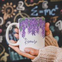 Mug de nome personalizado floral tropical