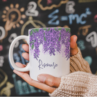 Caneca De Café Mug de nome personalizado floral tropical