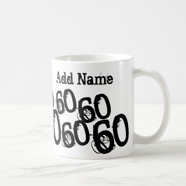Caneca De Café Mug de nome personalizado personalizado de 60º ani (Direita)