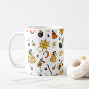 Caneca De Café Mug de padrão de Dia das Bruxas Amarelo e Verde