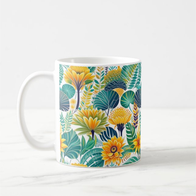 Caneca De Café Mug de padrão de flores (Esquerda)