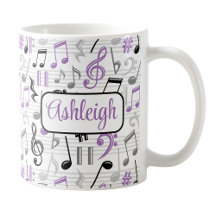 Mug de padrão de música roxa personalizado