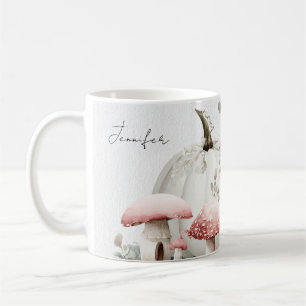 Caneca De Café Mug de queda com abóboras e flores rosa