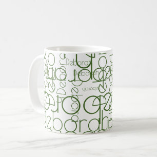 Caneca De Café Mug de tipografia moderna com nomes verdes